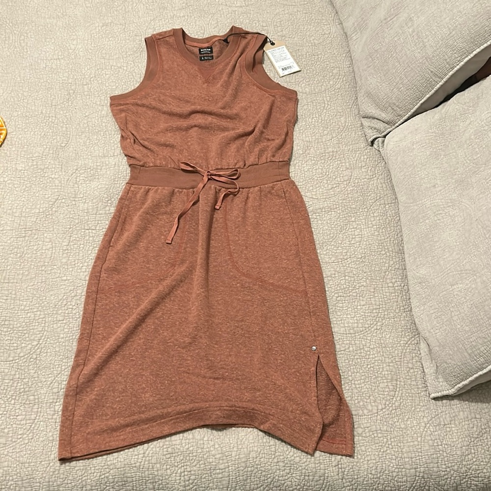 NWT Prana Cozy Up Beach Hopper Dress in Terra Heather Rust Orange | S